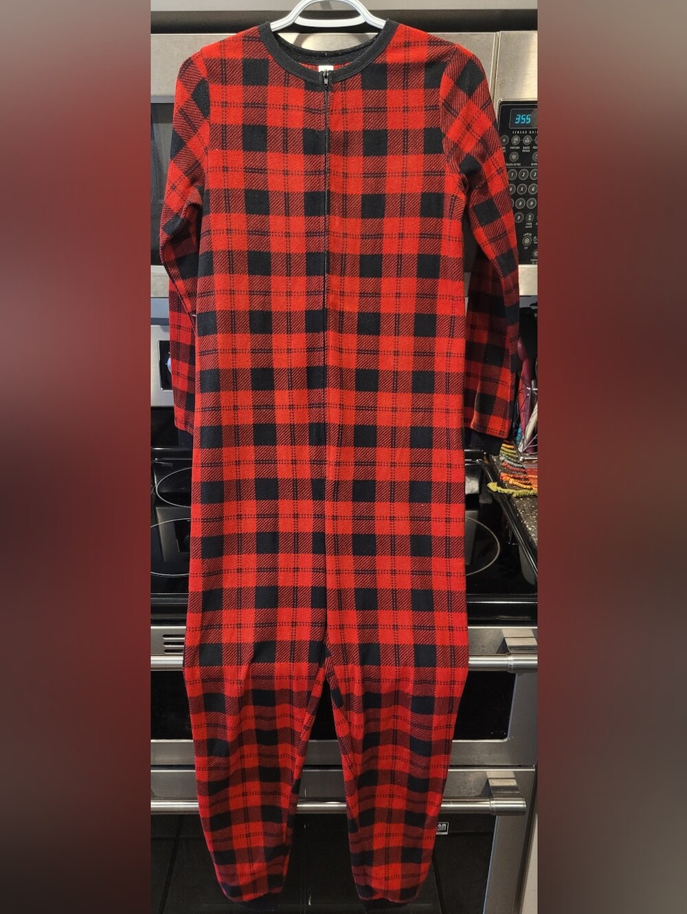 George Red and Black Plaid Zip-Front Kids Pajama Set